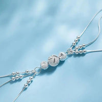 925 Sterling Silver Multi-Strand Snake Chain Bracelet Women Textured Beads 415