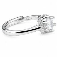 Adjustable Round Brilliant Zircon Proposal Ring, Crown Style Solitaire 1633
