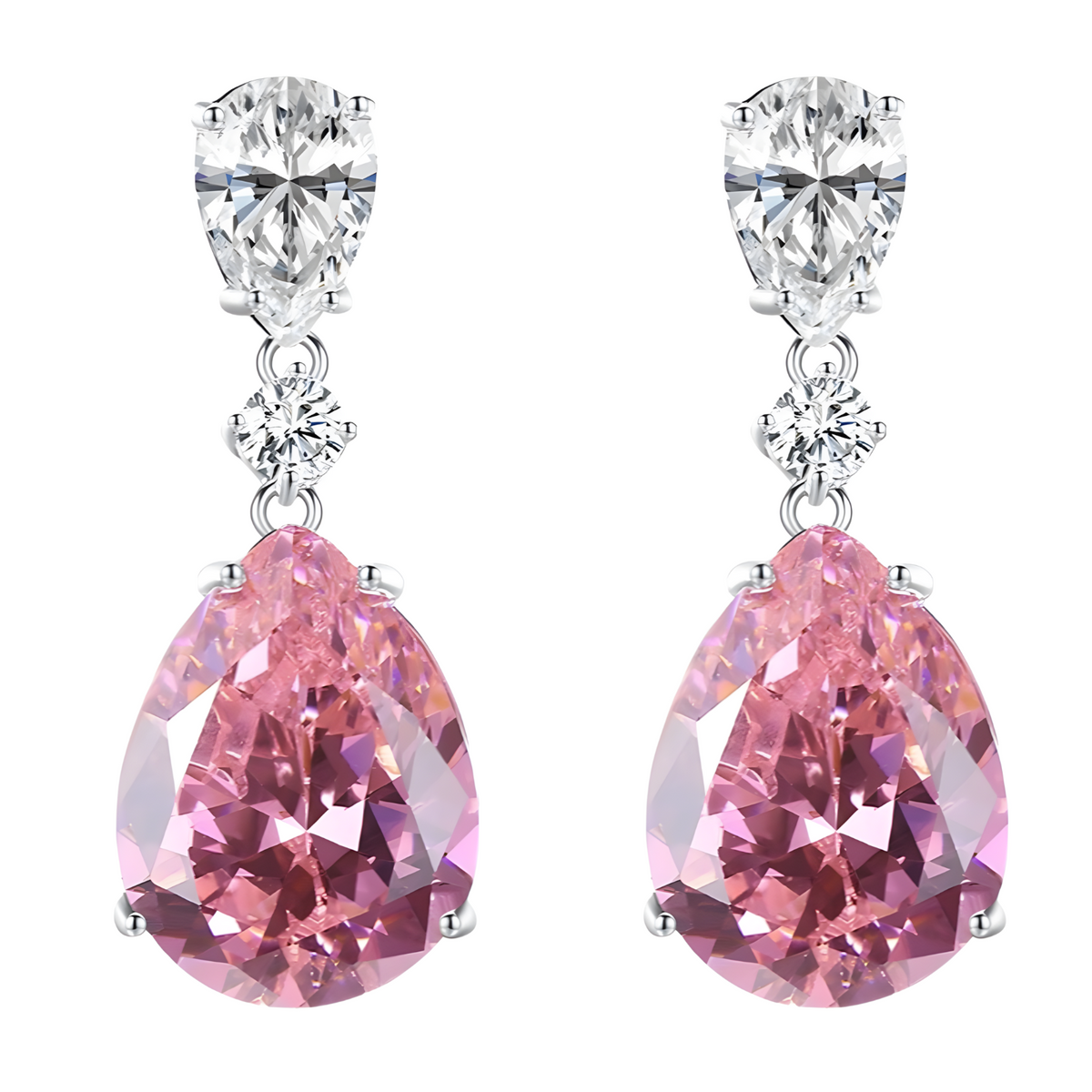Unified Jewellery Premium Pink Pear Crystal Drop Earrings 2.2cm 1841