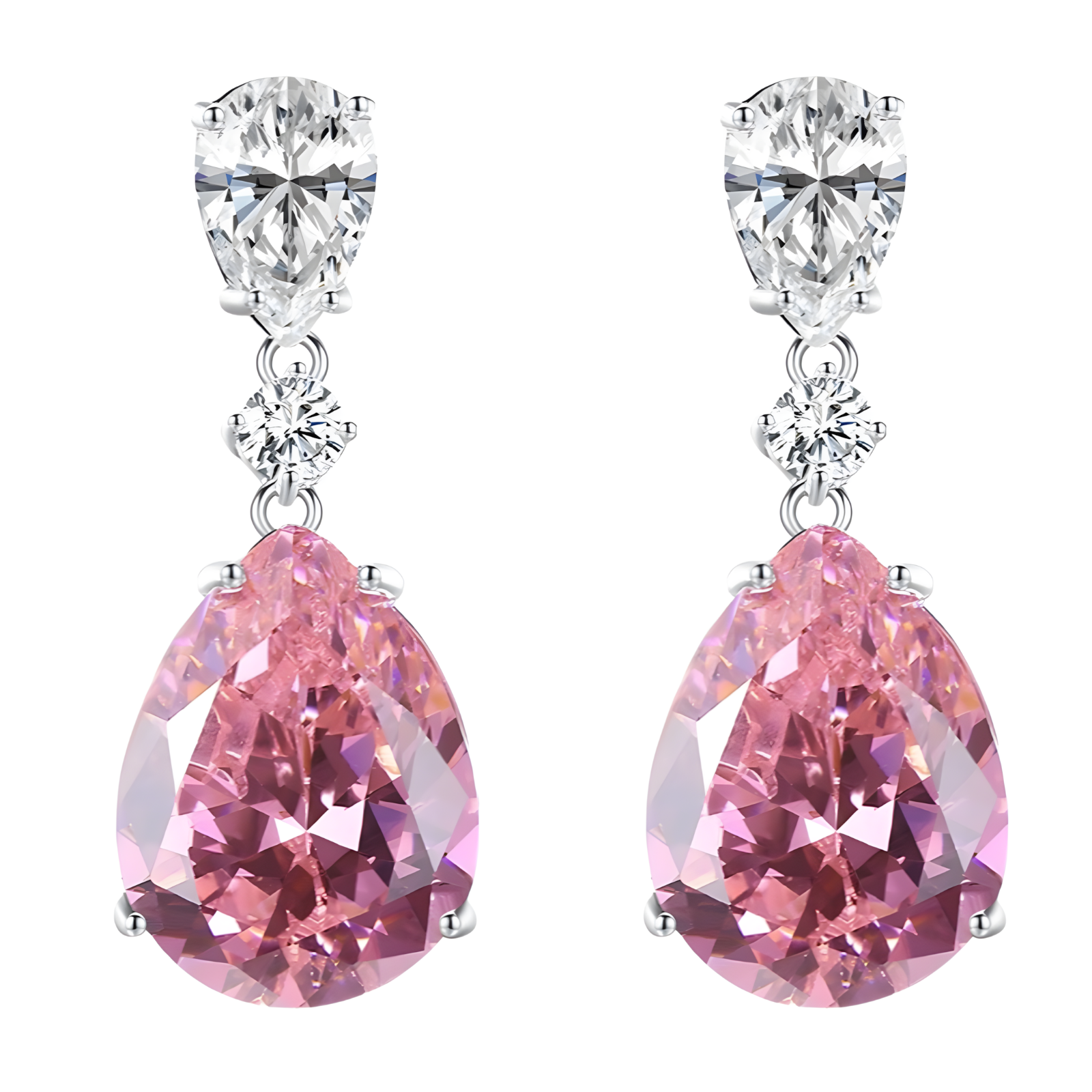 Unified Jewellery Premium Pink Pear Crystal Drop Earrings 2.2cm 1841