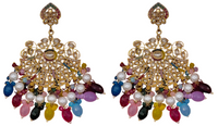 Elegant Bollywood Inspired Gold Kundan Earrings - Traditional Indian Jewelry 182