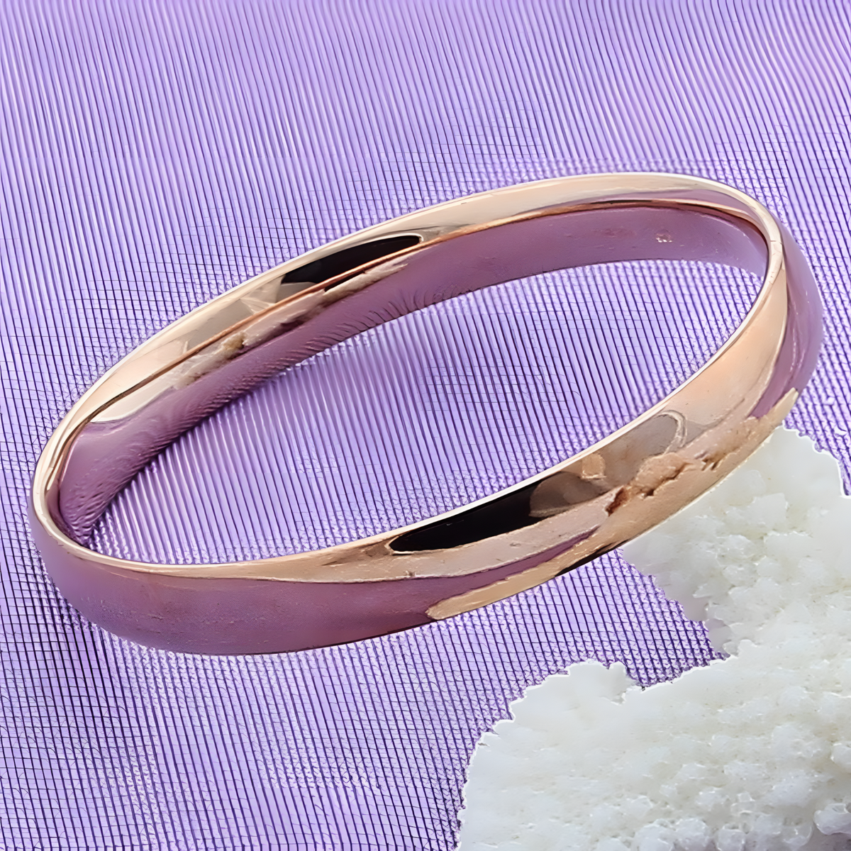 925 Sterling Silver Polished Bangle Bracelet Women Classic 397_1 (Gold color)