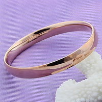 925 Sterling Silver Polished Bangle Bracelet Women Classic 397_1 (Gold color)