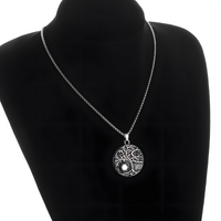 Vintage Tree Of Life Sun And Moon Pendant Necklace Celtic Nordic Round Rune 1093