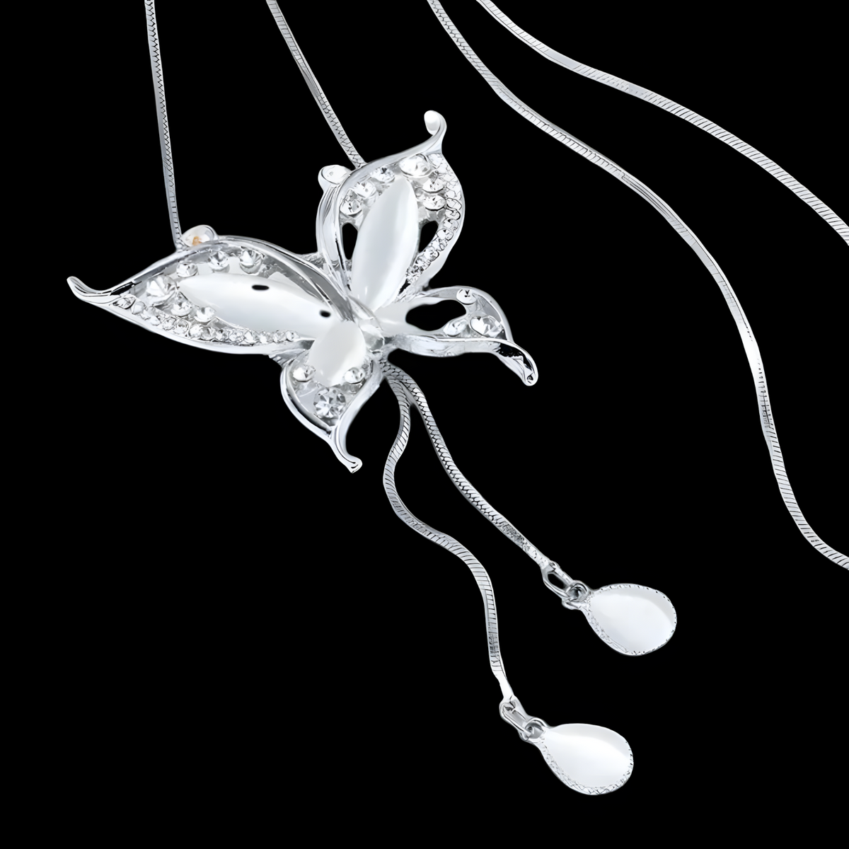 Silver-Tone Butterfly Necklace for Women – Copper Alloy 925 Silver Plating 1205