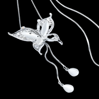 Silver-Tone Butterfly Necklace for Women – Copper Alloy 925 Silver Plating 1205