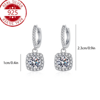 925 Sterling Silver Drop Earrings for Women Round Halo Cubic Zirconia Dangle 818