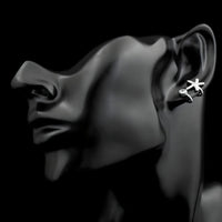 925 Sterling Silver Starfish & CZ Spiral Cuff Earrings - Unique Ear Climber 354