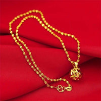 Hollow Hydrangea Pendant Necklace, Brass Plated in Gold, Exquisite Fashion 128