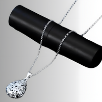 925 Sterling Silver Hollow Pendant Necklace Unique Filigree Water Drop B46