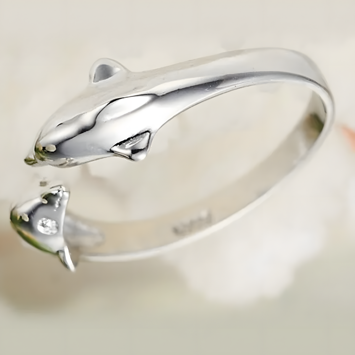 Dolphin Ring for Women–Adjustable Copper Alloy 925 Silver Plating, Double 1217