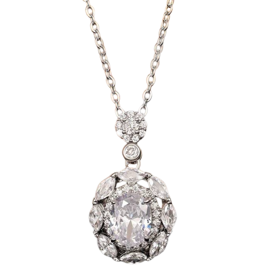 Unified Jewellery® Women's Oval White Sapphire Pendant Necklace, 925 Sterl 12 UK