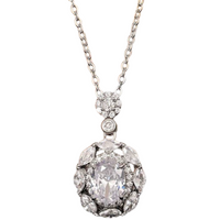 Unified Jewellery® Women's Oval White Sapphire Pendant Necklace, 925 Sterl 12 UK
