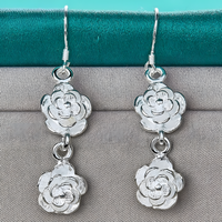 Silver Plated Rose Drop Earrings for Women– Copper Alloy 925 Silver Plating 1216