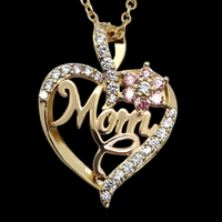 Gold-Tone Alloy Heart Shaped Pendant Necklace for Women – Sparkling Crystal 1121