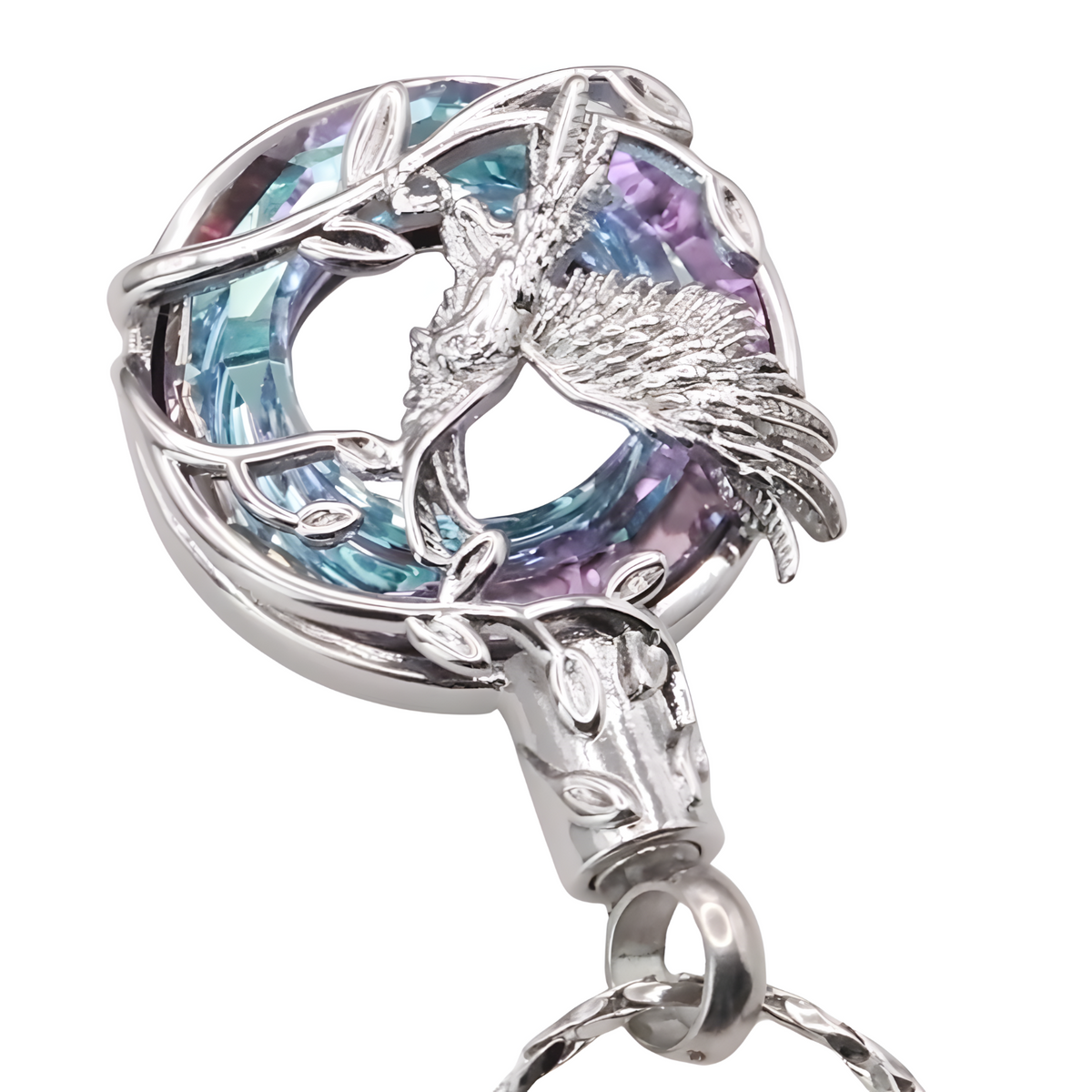 Silver Phoenix Bird Urn Necklace for Ashes Cremation Memorial Pendant Alloy B203