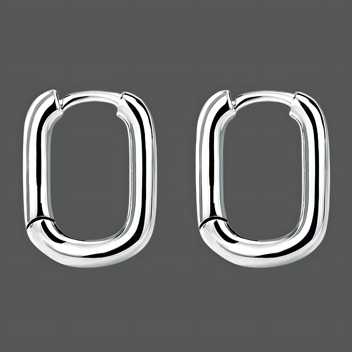 925 Silver-Plated Oval Hoop Earrings for Women– Sleek Geometric Huggie Hoops 933