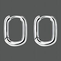 925 Silver-Plated Oval Hoop Earrings for Women– Sleek Geometric Huggie Hoops 933