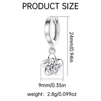 925 Sterling Silver Flower Drop Earrings Women Platinum-Plated Hoop Design 819