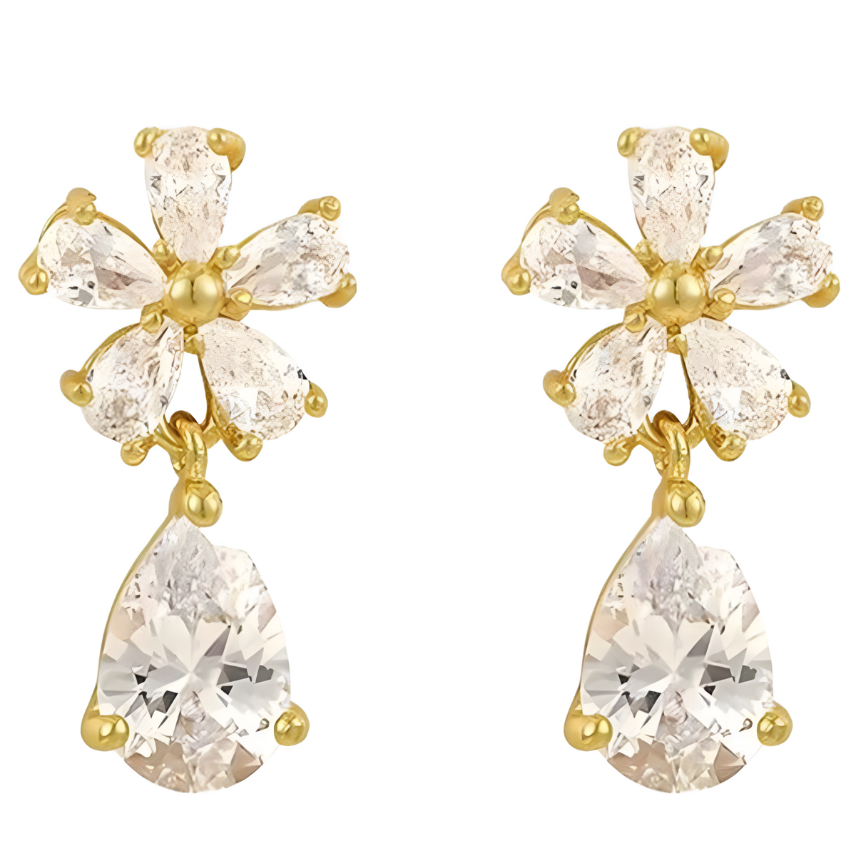 Vintage Halo Pearl Drop Earrings – Statement Bridal Dangle Earrings Pavé 1394