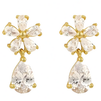 Vintage Halo Pearl Drop Earrings – Statement Bridal Dangle Earrings Pavé 1394