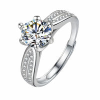 Women's Adjustable Heart Accent Zircon Engagement Ring, Round Brilliant 1636