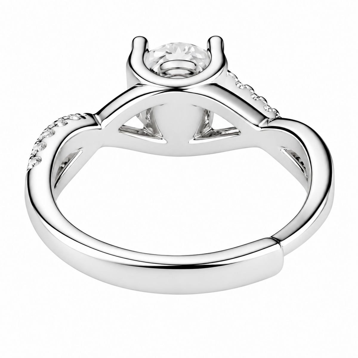 Women's Adjustable Round Brilliant Zircon Engagement Ring Silver Tone Split 1656