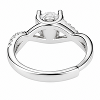 Women's Adjustable Round Brilliant Zircon Engagement Ring Silver Tone Split 1656