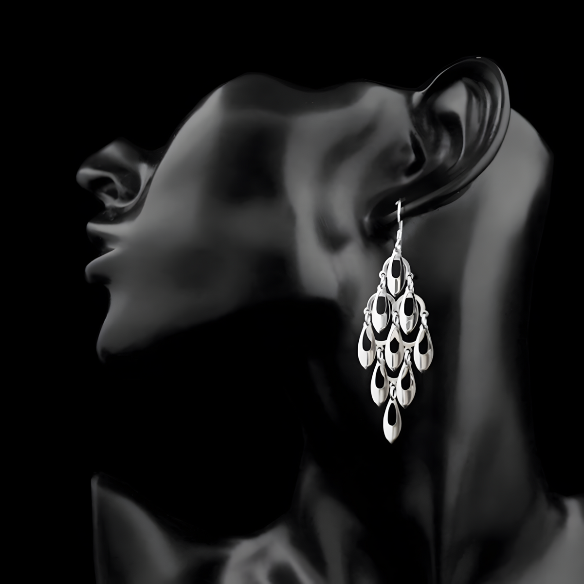 925 Sterling Silver Teardrop Chandelier Earrings Eye-Catching Dangle Earring 317