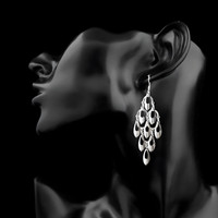 925 Sterling Silver Teardrop Chandelier Earrings Eye-Catching Dangle Earring 317