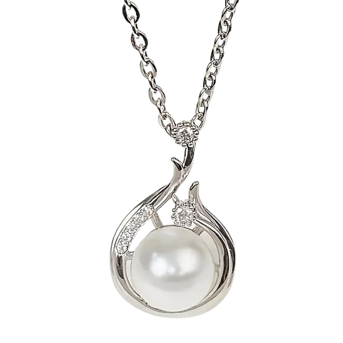 Copper Silver Plated Necklace Platinum Faux Pearl Pendant Niche Clavicle 61 UK