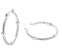 925 Sterling Silver Twisted Rope Hoop Earrings for Women 32.8mm Vintage Boho 625