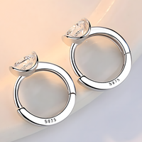 925 Silver-Plated Alloy - Geometric Round CZ Hoop Earrings for Women 953