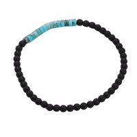 Natural Stone Chakra Bracelet, 4mm Black Onyx Beads Emperor Stone Accents B124