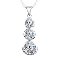Cubic Zirconia Jewellery Set for Women – Silver-Plated Copper Alloy 3-Stone 1199