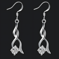 Elegant Twist Drop Earrings For Women Rhodium-Plated Alloy Cubic Zirconia 1464