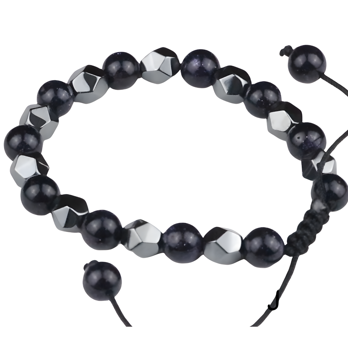 8mm Blue Sandstone Beaded Bracelet Adjustable Macrame Bracelet Unisex Spark 1355