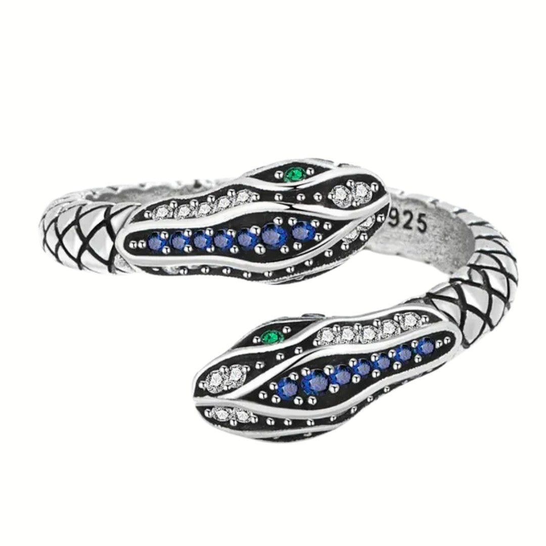 100% 925 Sterling Silver Rings For Women Snake Shape Green Eye Simple Trendy 487