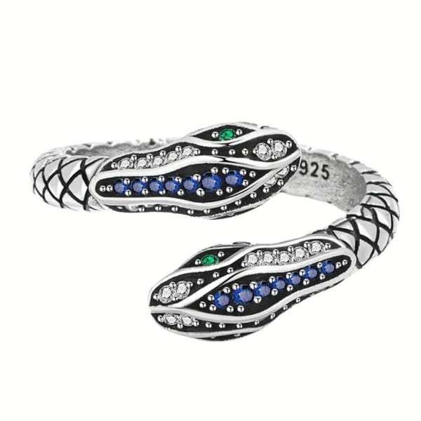 100% 925 Sterling Silver Rings For Women Snake Shape Green Eye Simple Trendy 487