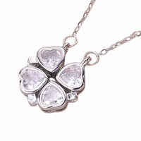 Silver Four Leaf Clover Necklace For Women Openable Love Heart Pendant 1695