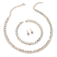 Luxury Glitter Crystal Zircon Necklace & Stud Earrings & Bangle Jewelry 99 UK