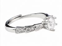 Adjustable Geometric Zircon Engagement Ring, Round Brilliant Solitaire 1639