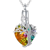 Heart Tree of Life Urn Necklace 925 Sterling Silver Ashes Memorial Unisex  B93