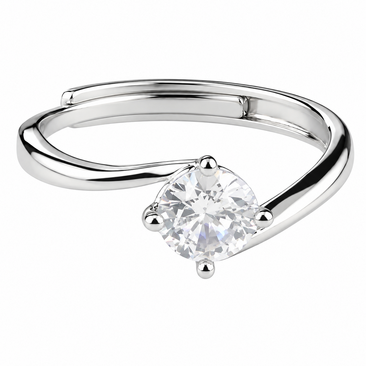Adjustable Ring Classic Solitaire Minimalist Statement Ring Luxury Shine 1661