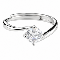 Adjustable Ring Classic Solitaire Minimalist Statement Ring Luxury Shine 1661