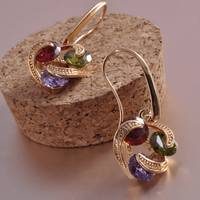 Classic Water Drop Crystal Dangle Earrings, Lightweight Zinc Alloy Jewellery 731