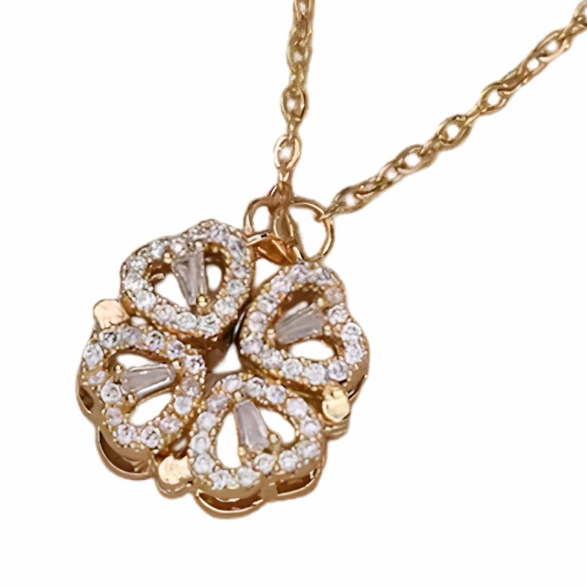 Women's Trendy Openable Four Leaf Pendant Necklace Elegant Link Chain 1694
