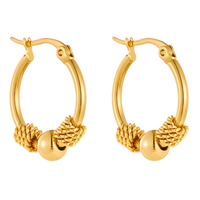 316L Stainless Steel Golden Hollow Woven Circular Hoop Earrings for Women 643