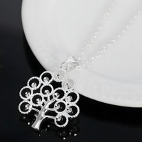 925 Sterling Silver 18 inches Elegant Acacia beans pendant Necklace Women 449