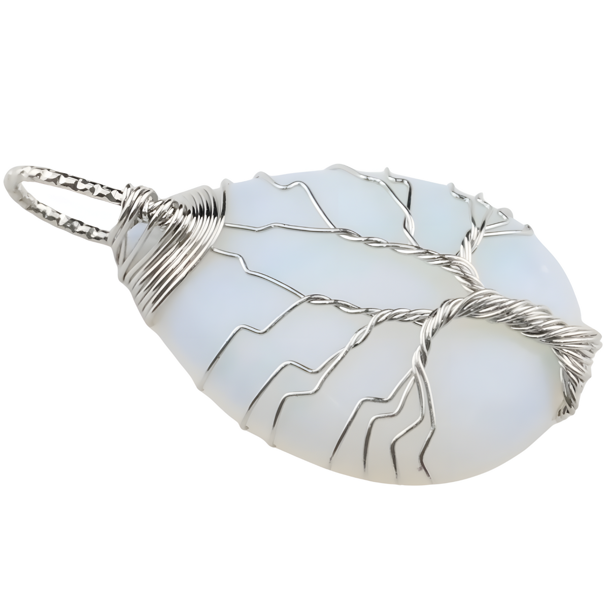 Tree of Life Opalite Crystal Pendant Necklace Spiritual Energy Healing Wire 1333